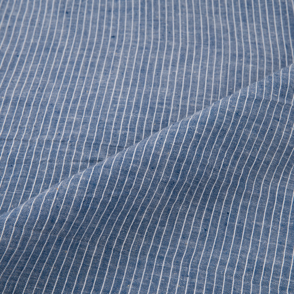 PINSTRIPE BLUE & WHITE PURE COTTON 72 GSM HANDWOVEN FABRIC