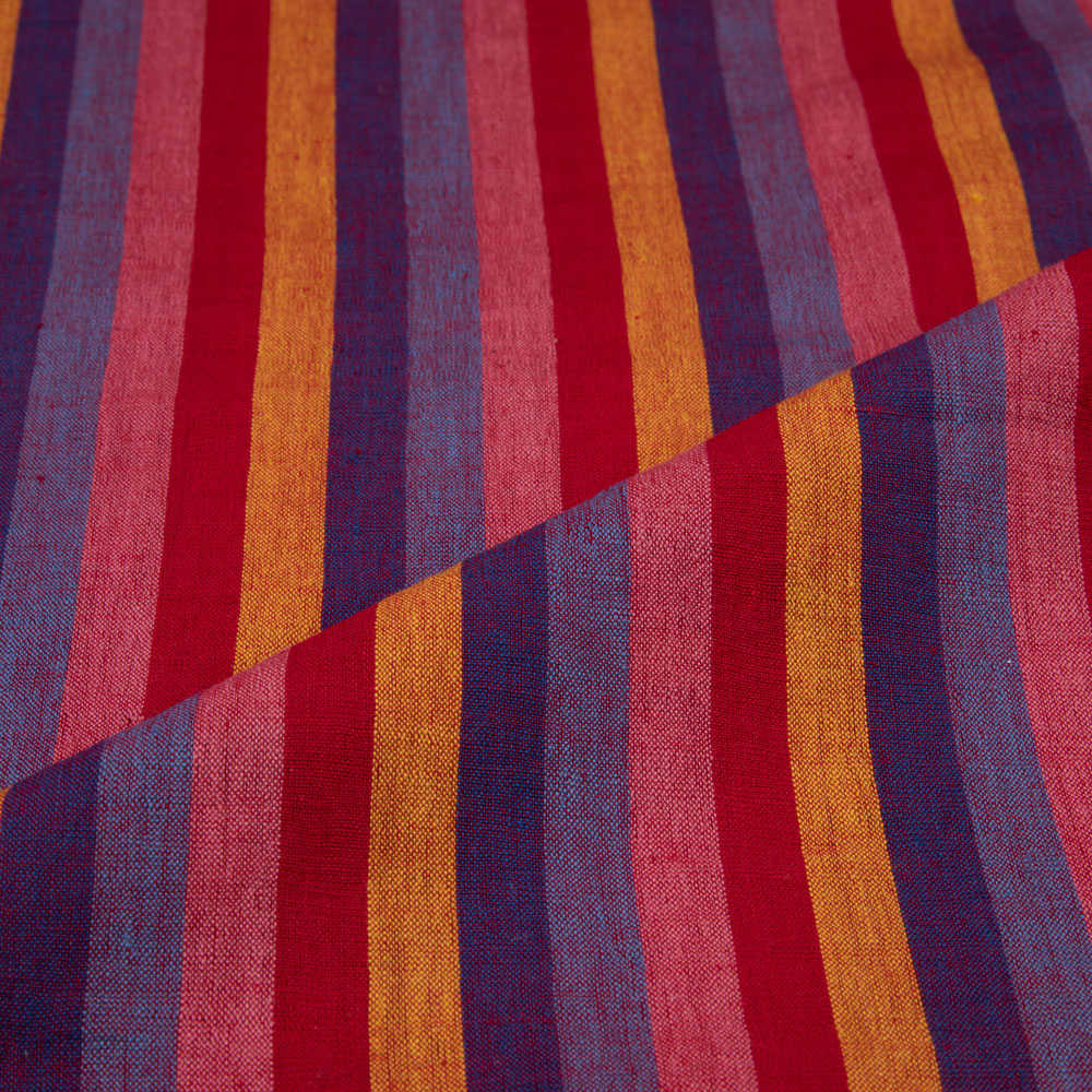 STRIPE MULRICOLOUR PURE COTTON 86 GSM HANDWOVEN FABRIC 176