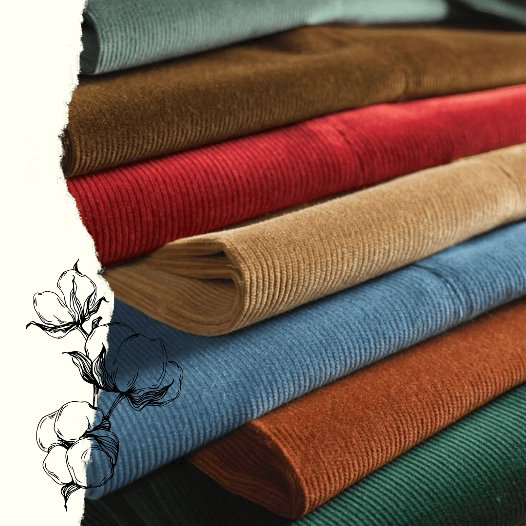 Corduroy fabric is a woven fabric characterized by raised ribs