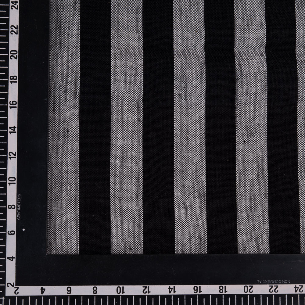 STRIPE BLACK & GREY PURE KHADI 201 GSM HANDSPUN & HANDWOVEN FABRIC