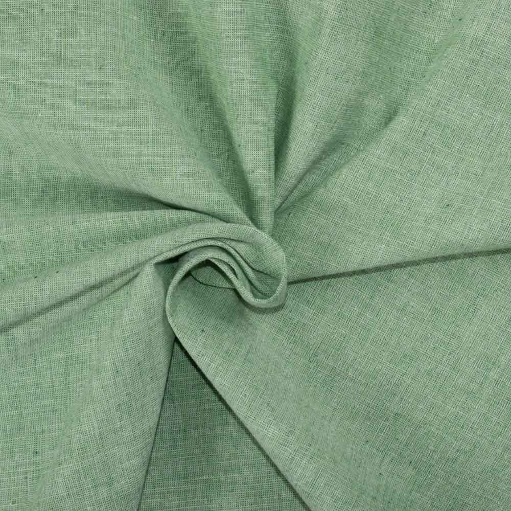 Chambray Green Khadi Cotton 115 GSM Handwoven Fabric 52