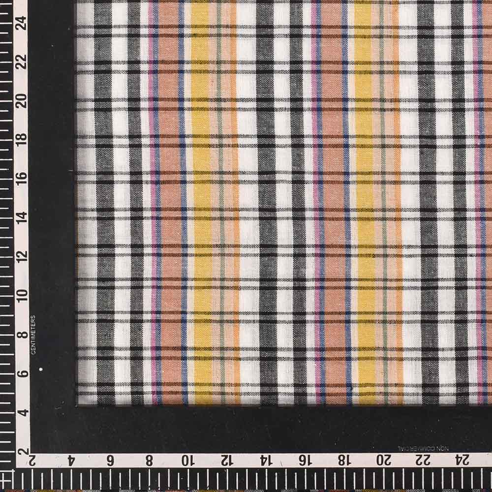 CHECK MULTICOLOUR PURE COTTON 95 GSM HANDWOVEN FABRIC 458