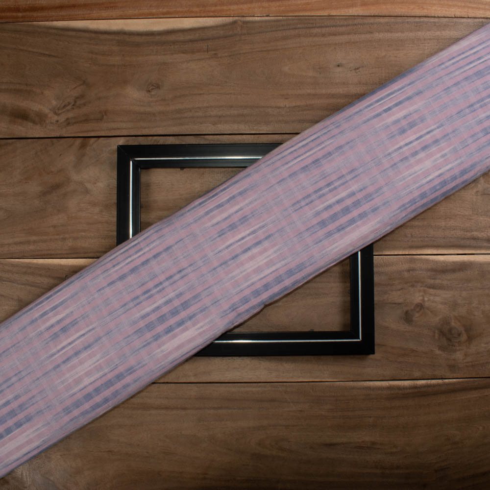Stripe White Pink Blue Yarn Tie Dye 70 GSM Cotton Handwoven Fabric 