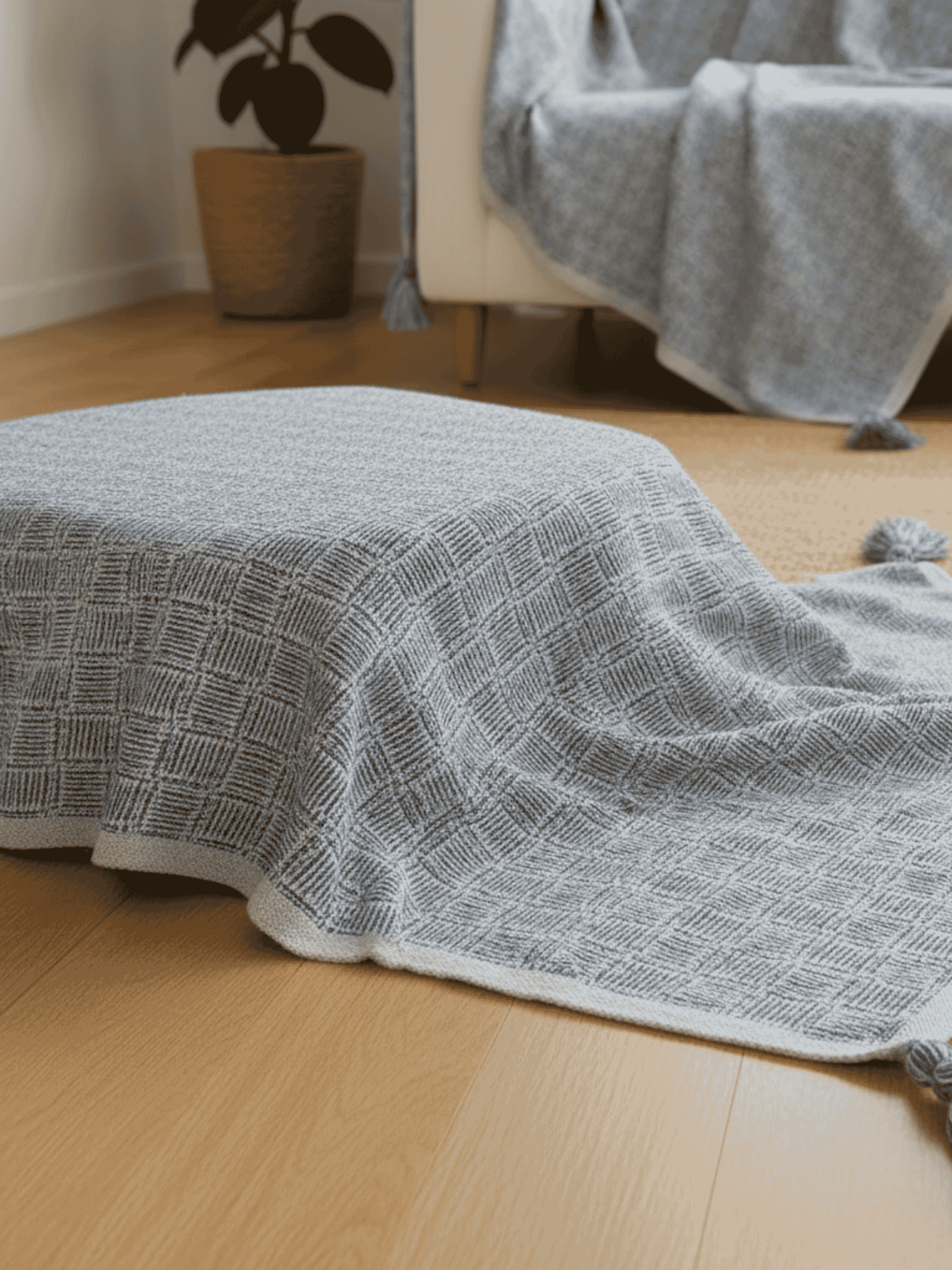 Matty Check Blue & White Pure Khadi Sofa Throw