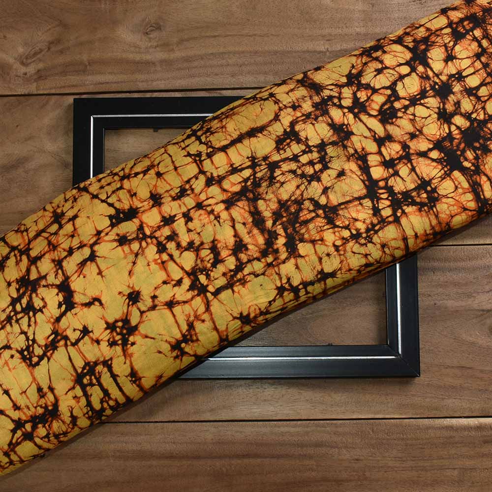 Abstract Red Yellow Batik Mulberry Silk 40 GSM Fabric