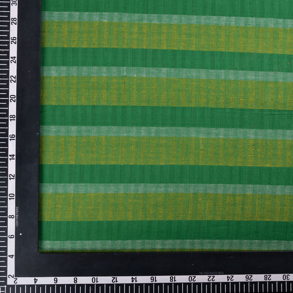 STRIPE GREEN PURE COTTON 92 GSM HANDWOVEN FABRIC 125