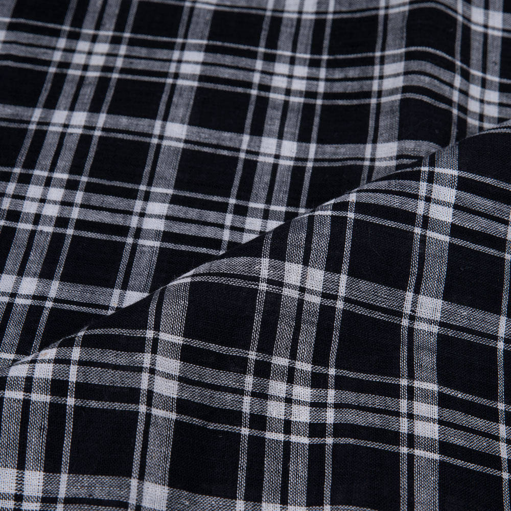 CHECK BLACK & WHITE PURE COTTON 92 GSM HANDWOVEN FABRIC