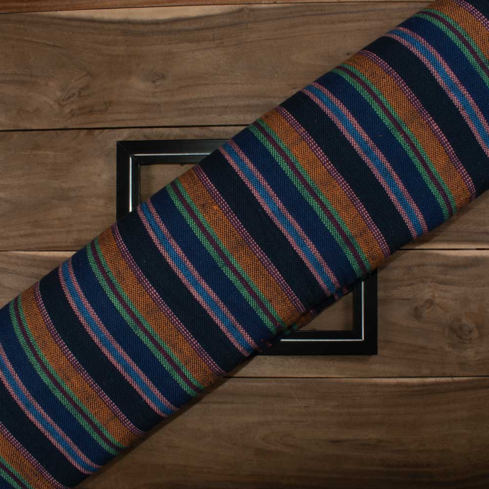 Stripe Multicolor Pure Khadi 320 GSM Handwoven Fabric