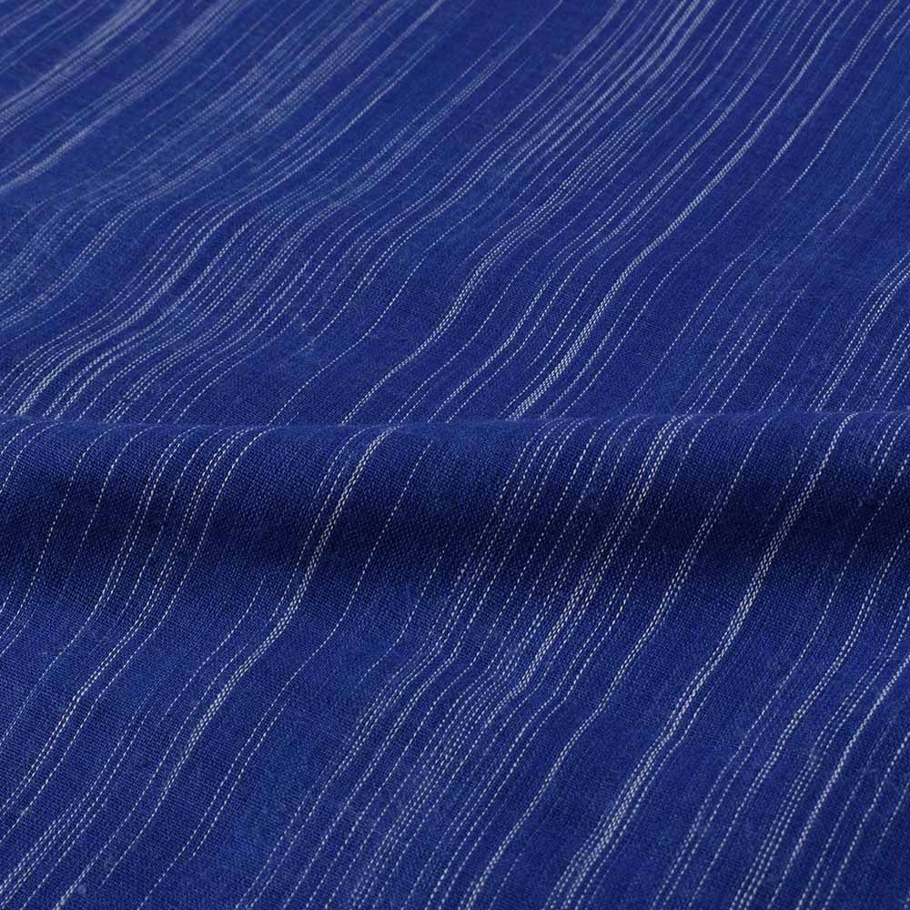 STRIPE WHITE BLUE YARN TIE DYE PURE COTTON 103 GSM HANDWOVEN FABRIC