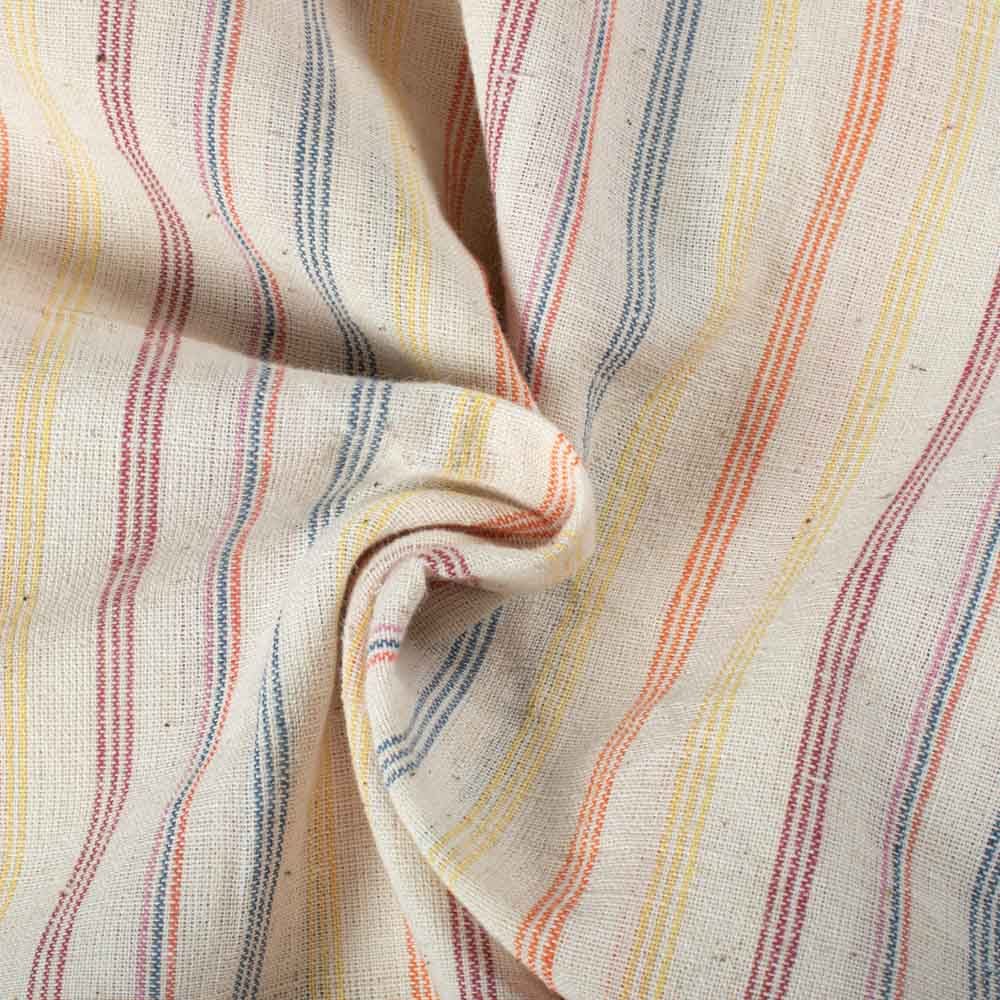 Stripe Multicolor Pure Cotton 95 GSM Handwoven Fabric 467