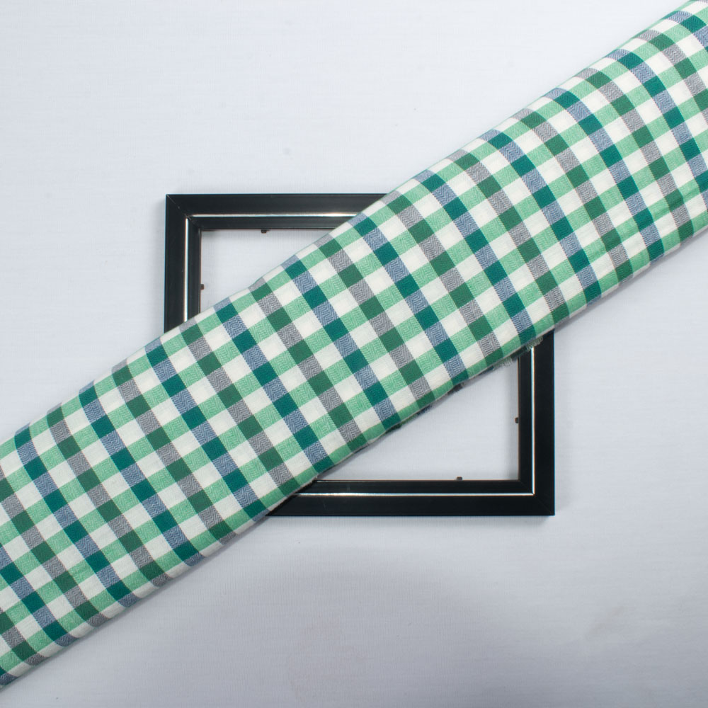 Herringbone Check Multicolor Khadi Cotton 105 GSM Handwoven Fabric