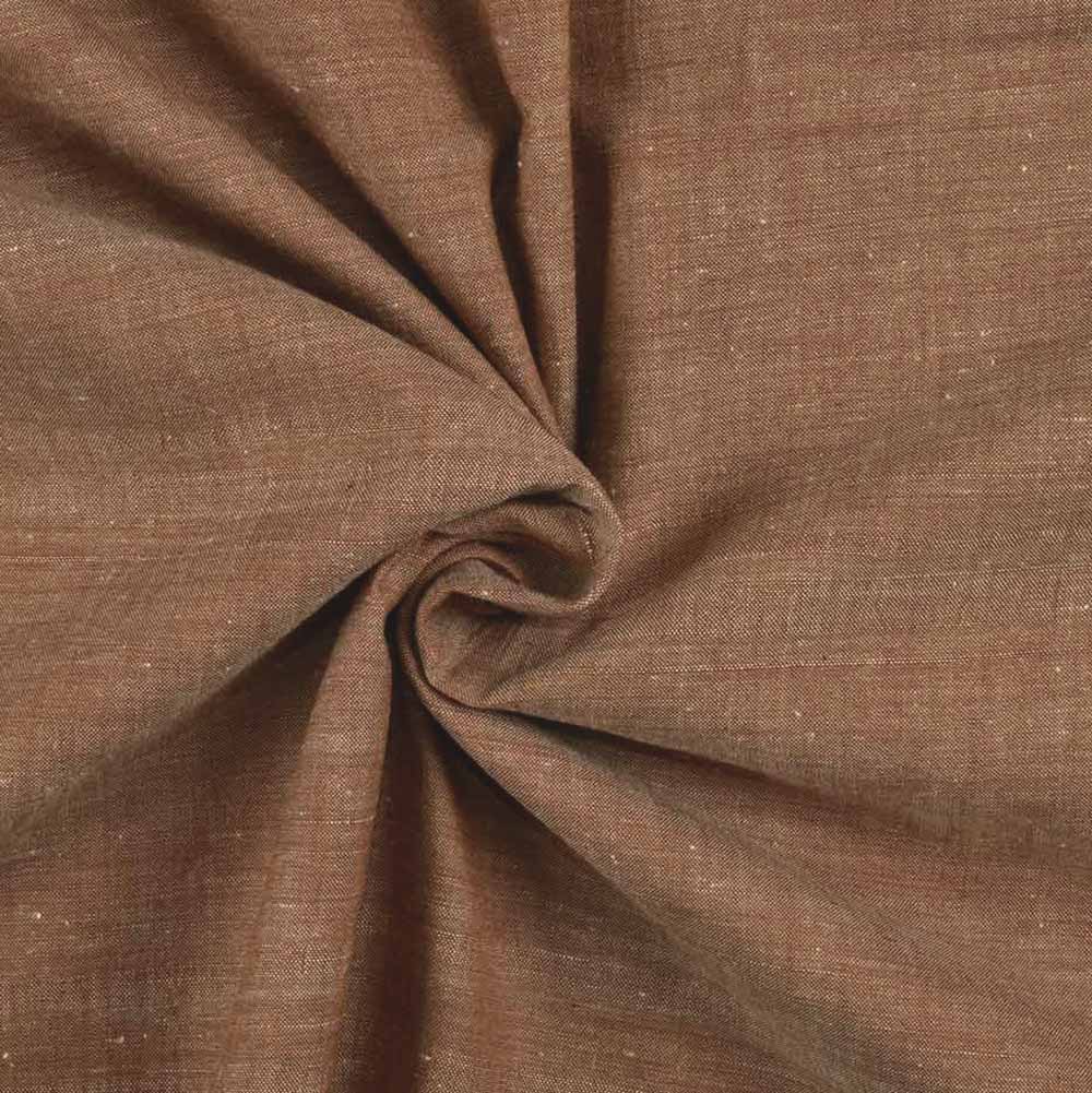 Chambray Brown Khadi Cotton 92 GSM Handwoven Fabric As21