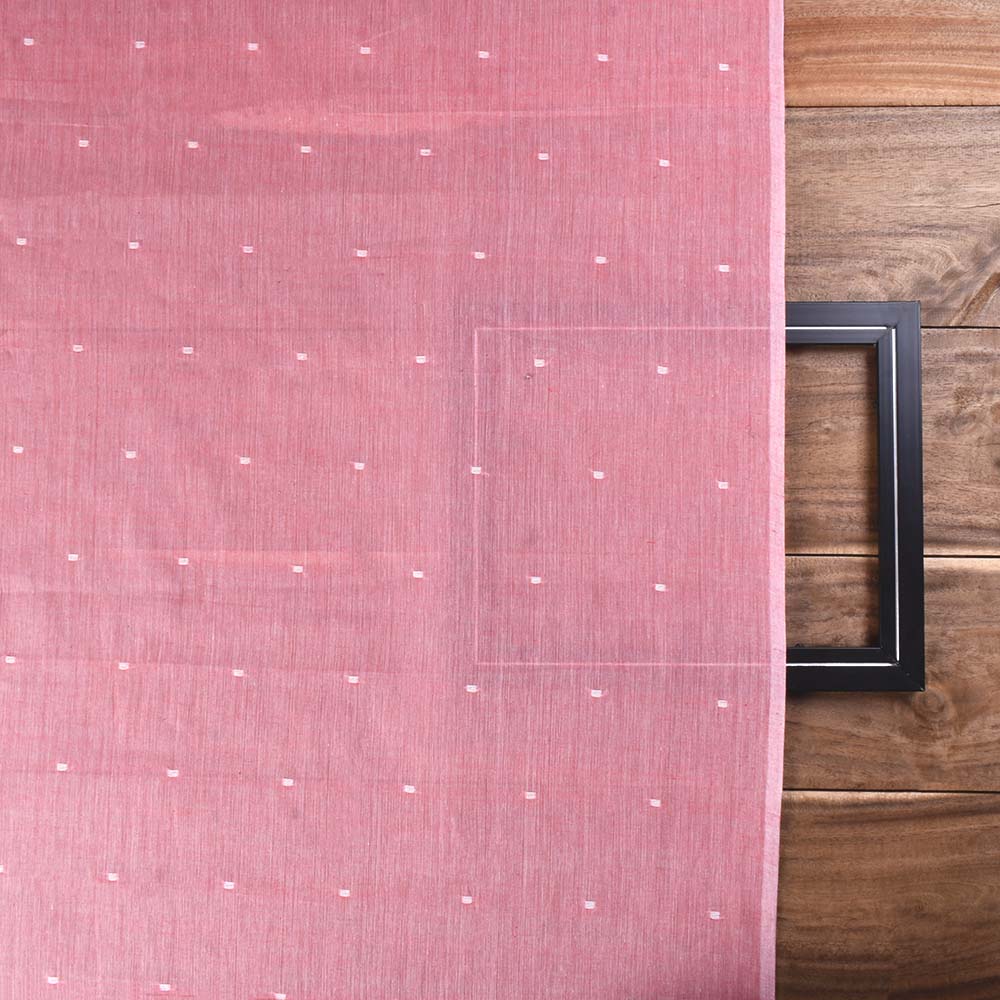 PINK GEOMETRIC JAMDANI PURE COTTON 55 GSM HANDWOVEN FABRIC