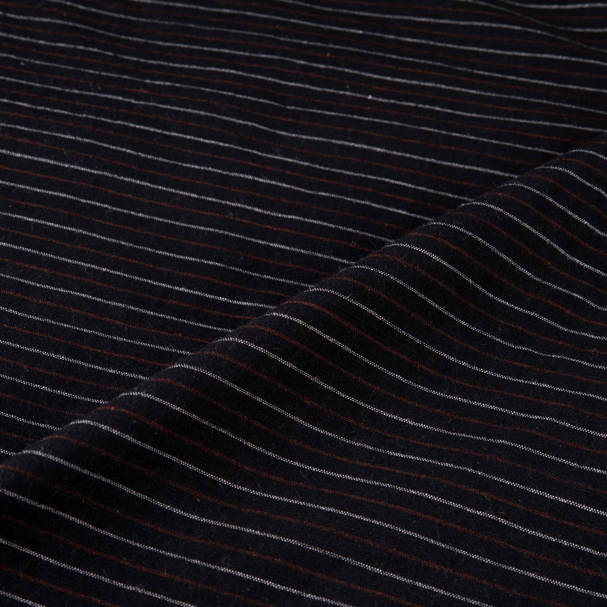 PINSTRIPE BLACK KHADI COTTON 153 GSM HANDWOVEN FABRIC
