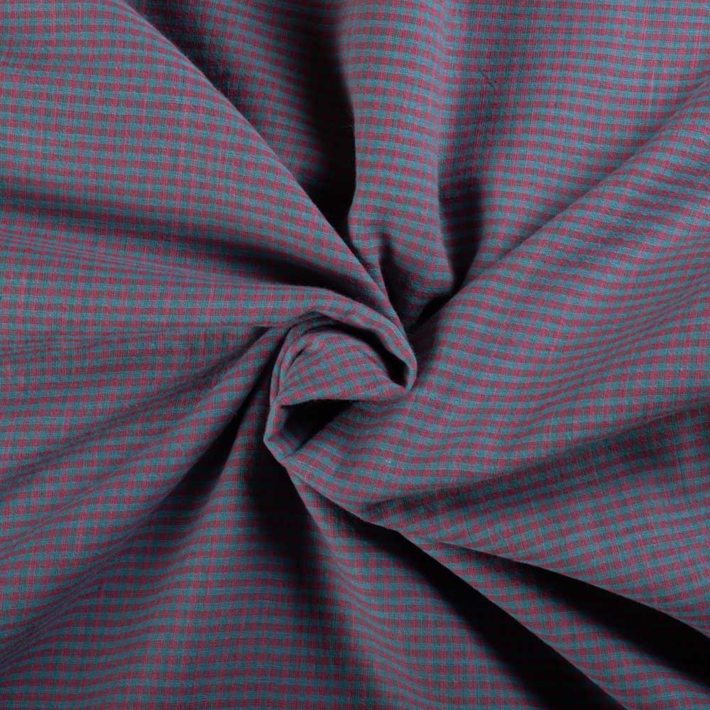 Check Pink and Purple Pure Cotton 70 GSM Handwoven Fabric