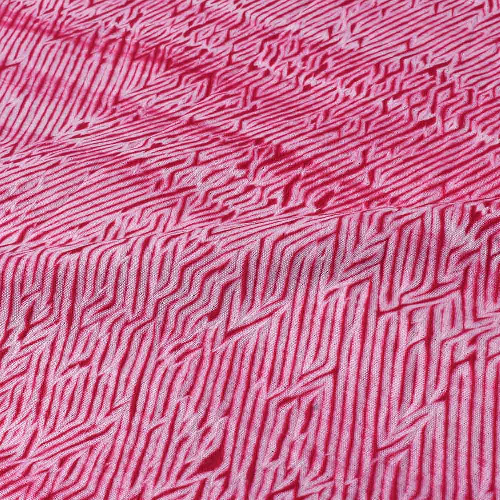 ABSTRACT PINK SHIBORI 90 GSM MERCERISED COTTON FABRIC