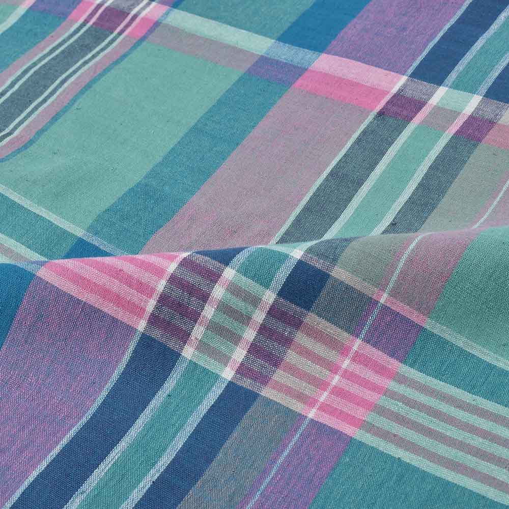 CHECK MULTICOLOR PURE COTTON 100 GSM HANDWOVEN FABRIC 571
