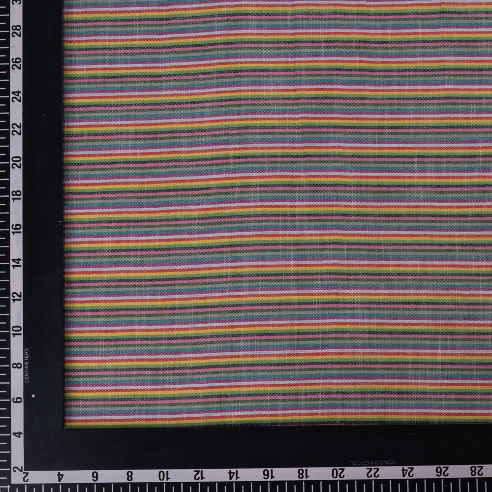 STRIPE MULTICOLOUR PURE COTTON 100 GSM HANDWOVEN FABRIC