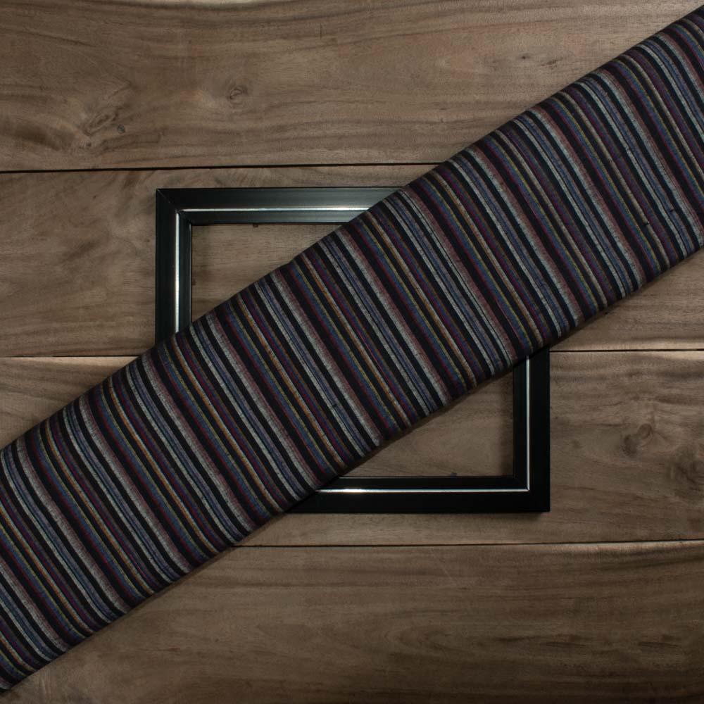 Stripe Multicolor Cotton Khadi 130 GSM Handwoven Fabric 07