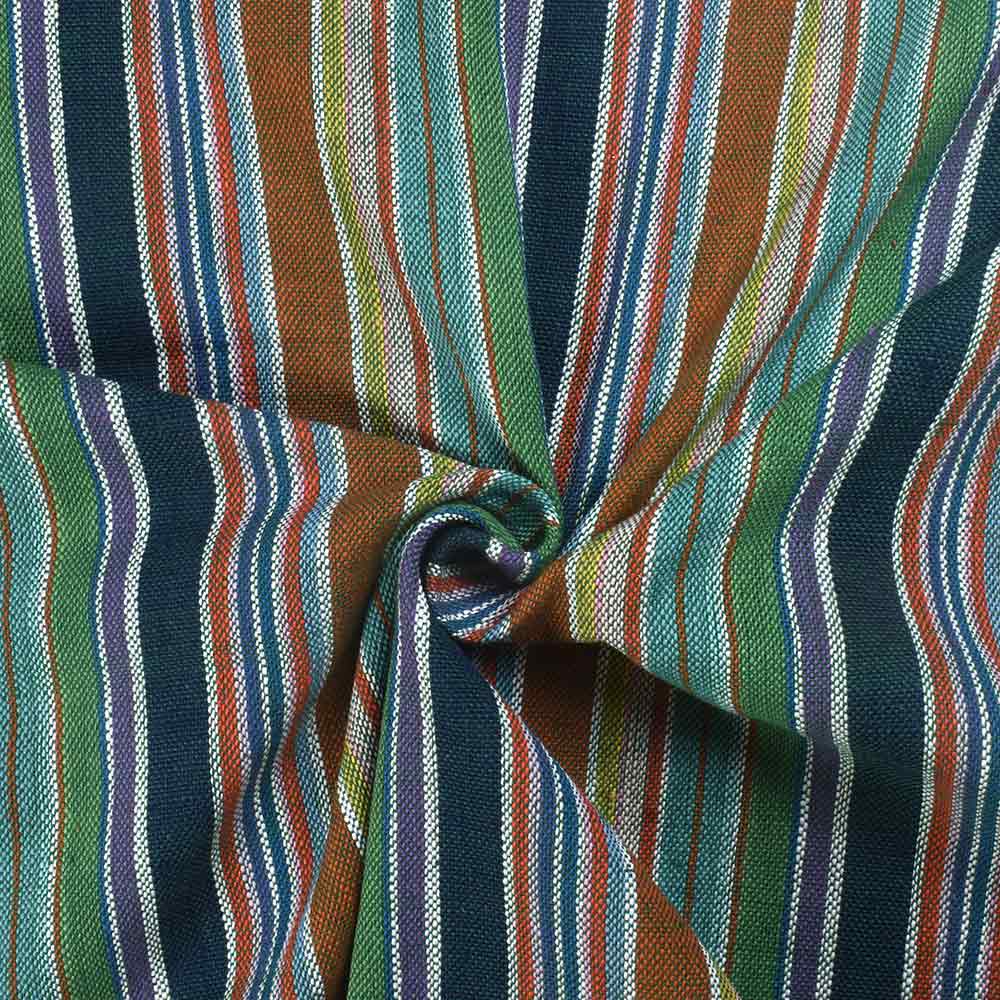 Stripe Multicolor Pure Khadi 250 GSM Handwoven Fabric