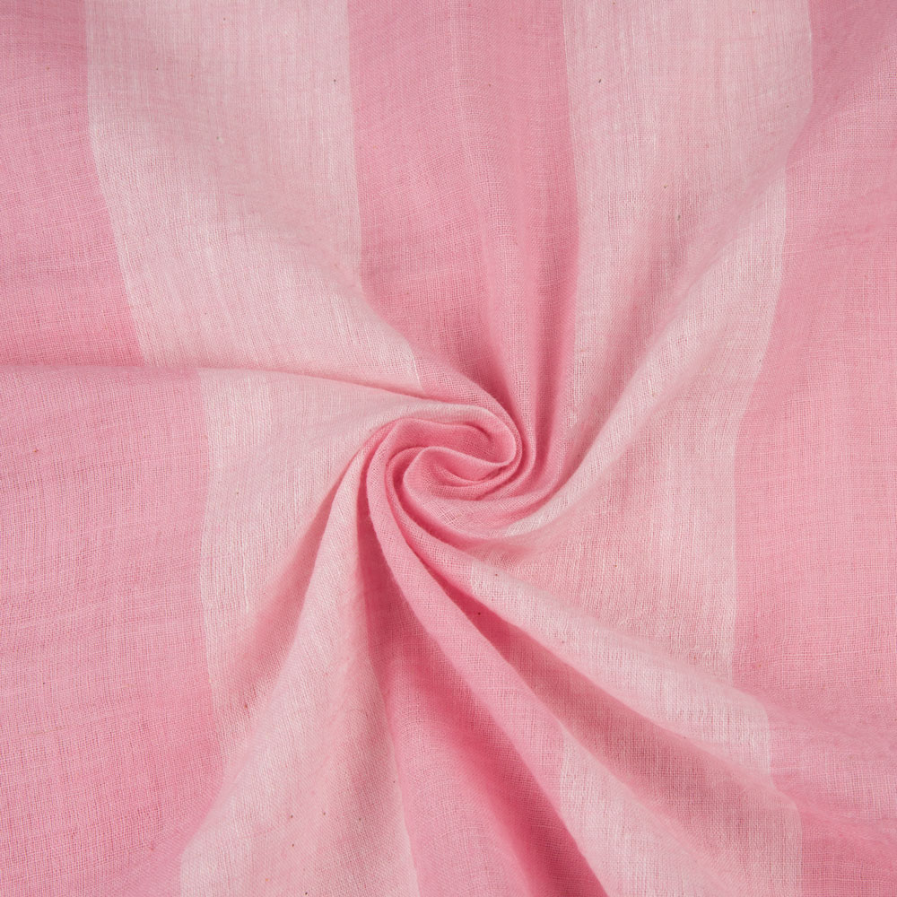 Stripe Pink Pure Cotton 72 GSM Handwoven Fabric