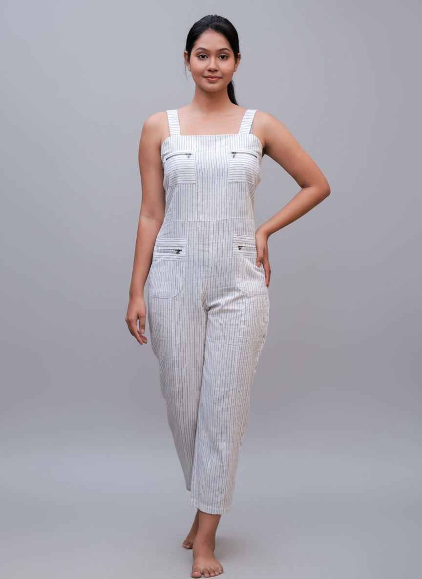 Square Neck Straight Leg Jump Suit 