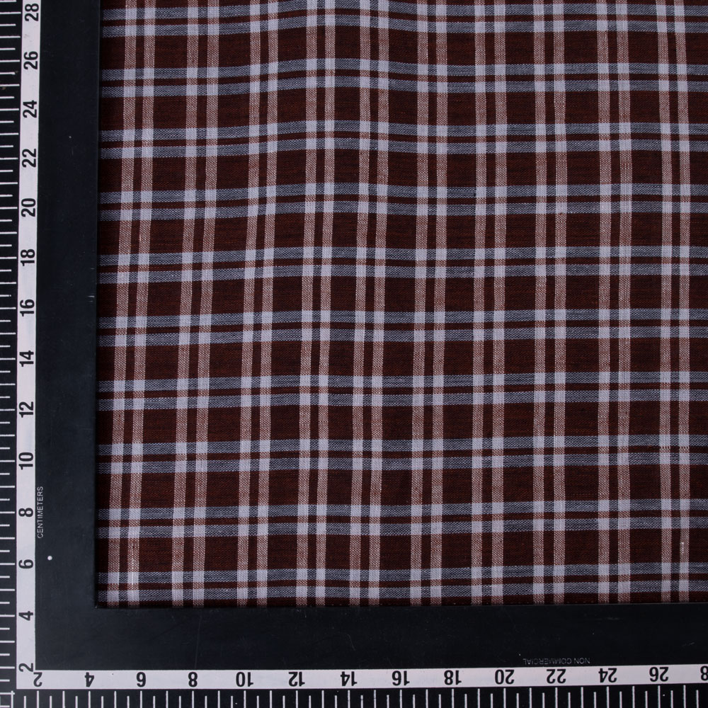 CHECK BLACK & BROWN PURE COTTON 90 GSM HANDWOVEN FABRIC