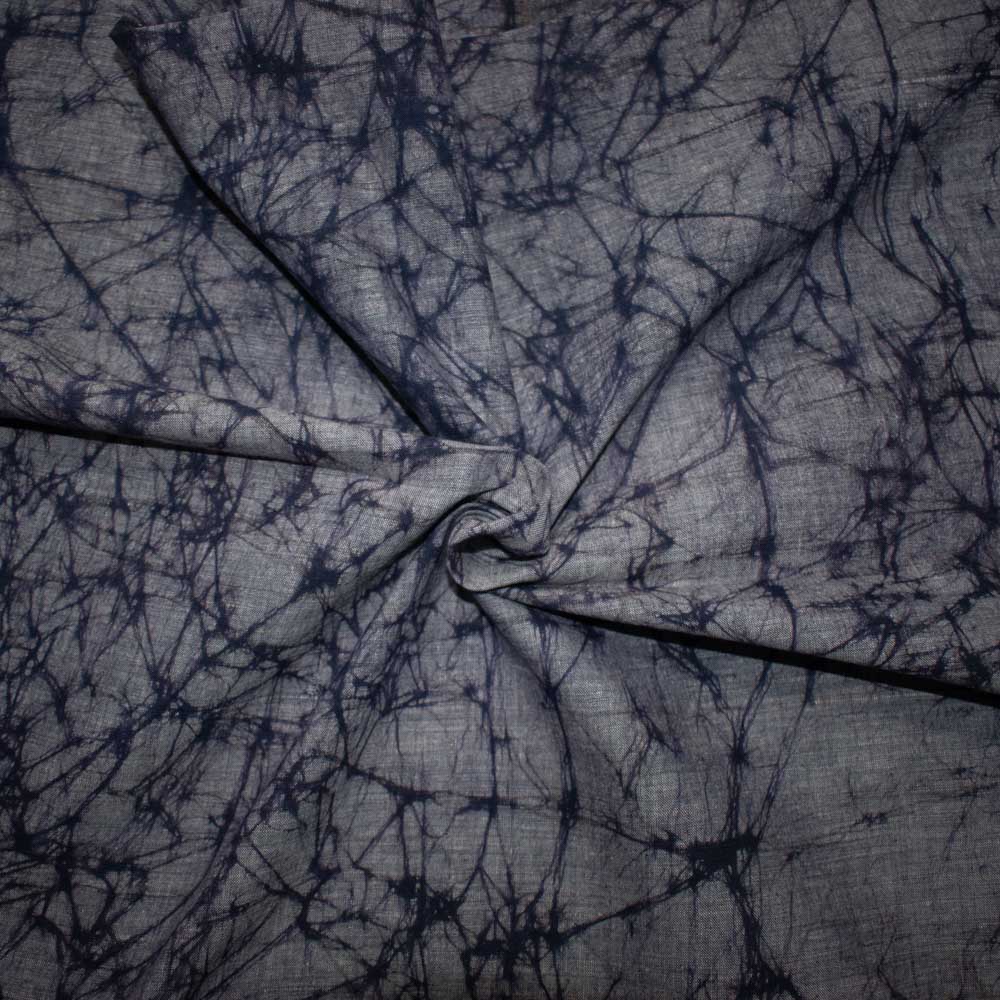 Abstract Grey Purple Batik Printed Khadi Cotton 105 GSM Handwoven Fabric