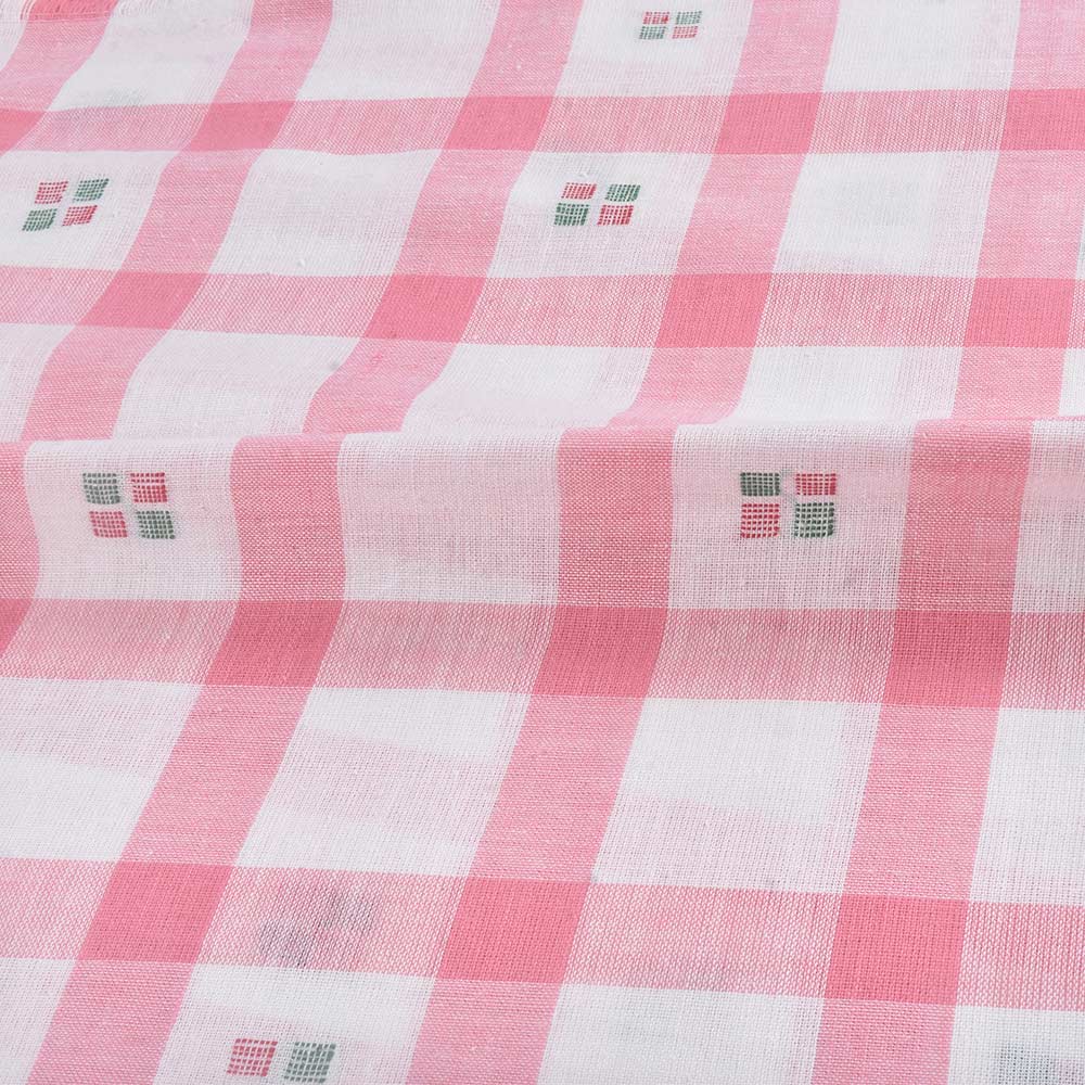 Khadi Jamdani fabric adorned with a classic check pattern