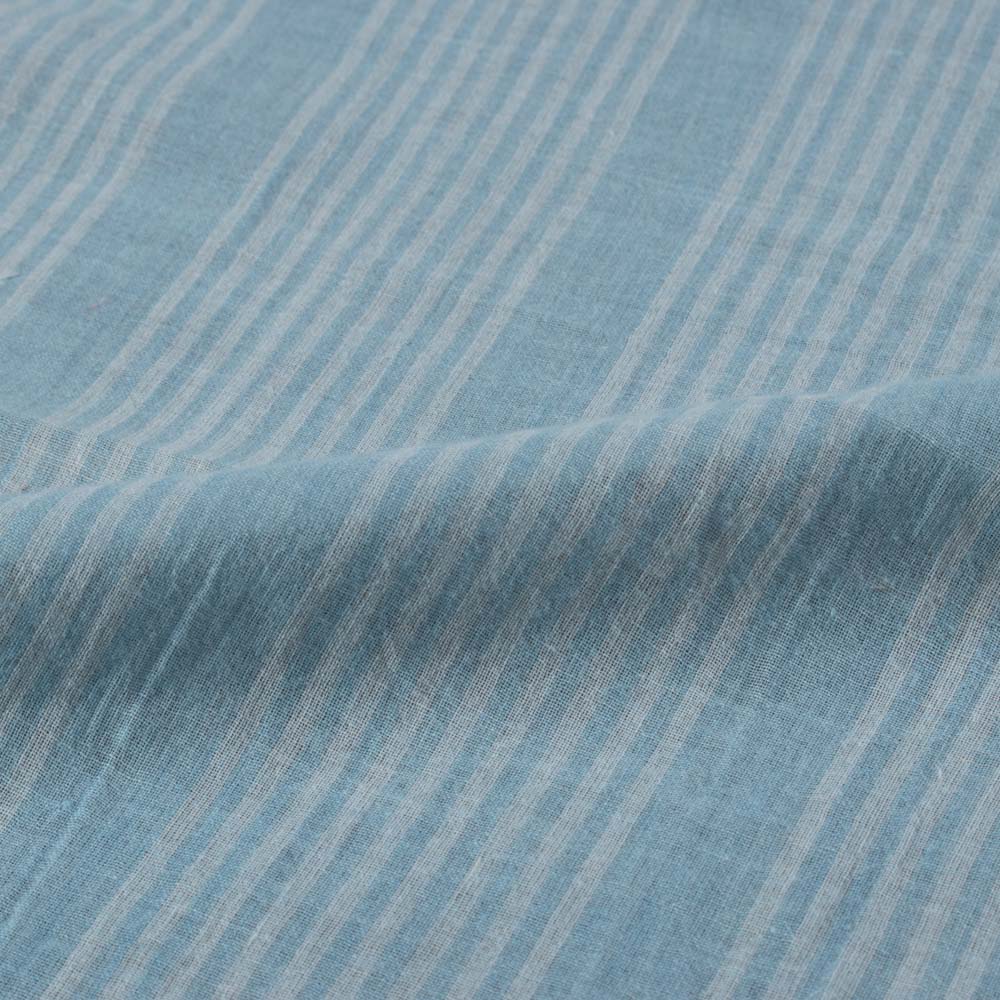Stripe Blue Natural Indigo Dyed 62 GSM Handwoven Fabric