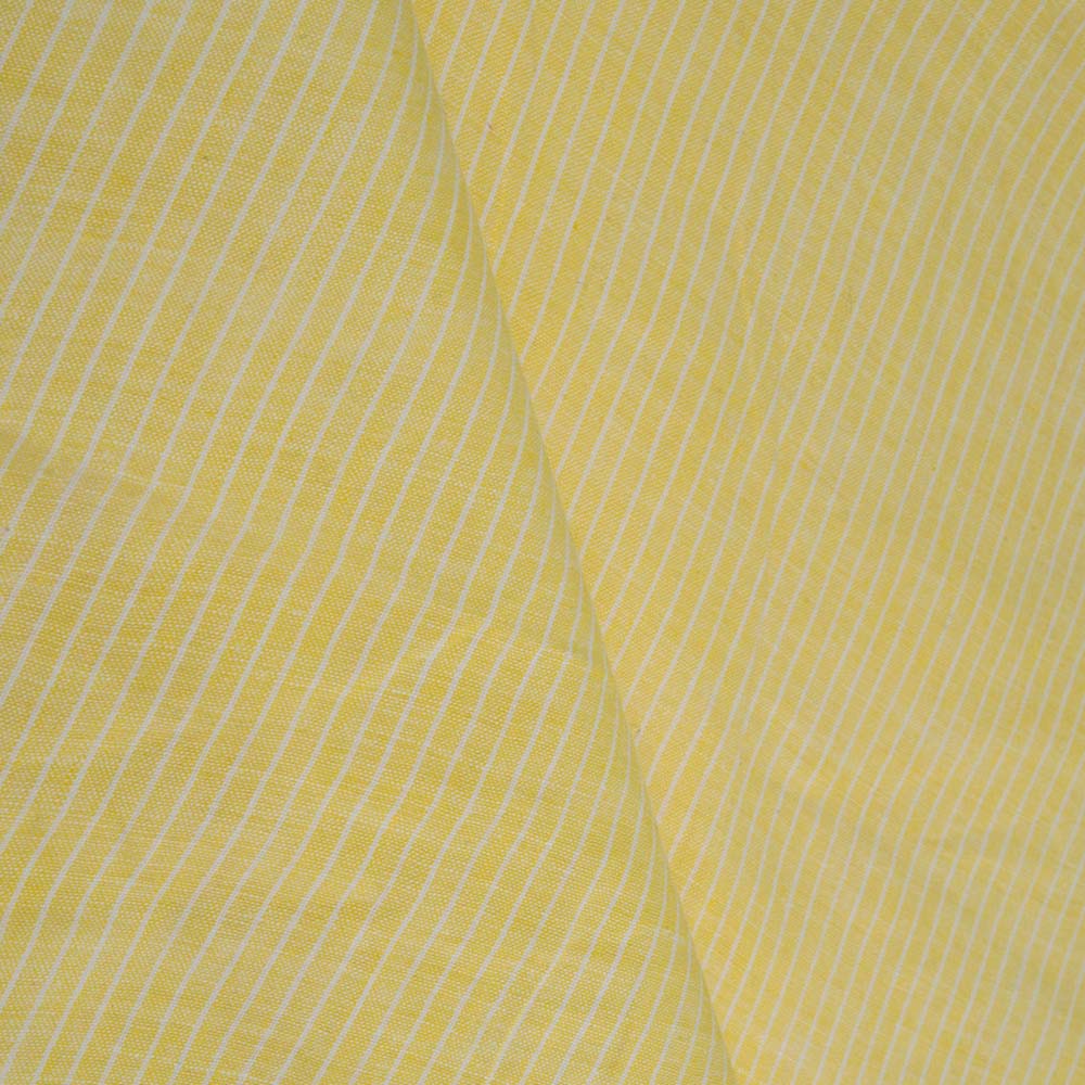 PINSTRIPE YELLOW & WHITE PURE COTTON 86 GSM HANDWOVEN FABRIC