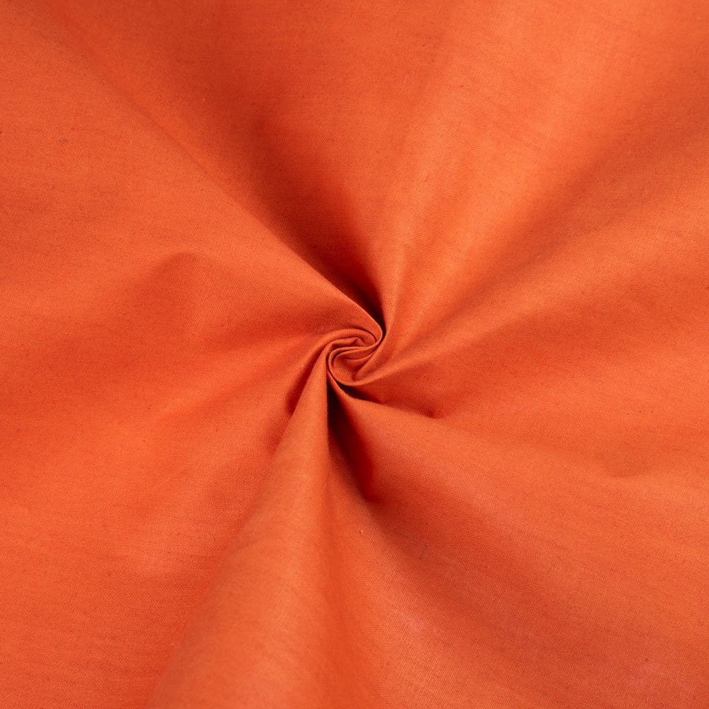 Plain Orange Pure Cotton 114 GSM Handwoven Fabric