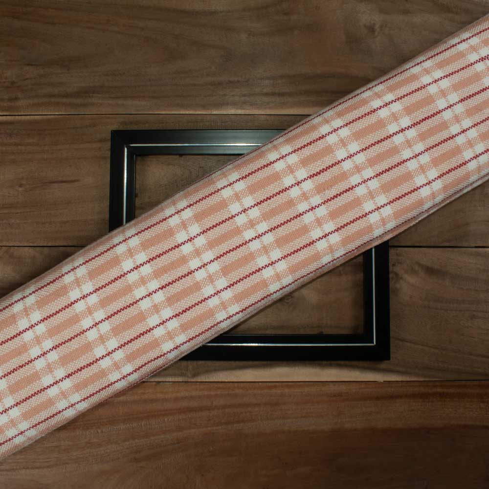 CHECK PINK PURE KHADI FABRIC - 152 GSM HANDSPUN & HANDWOVEN