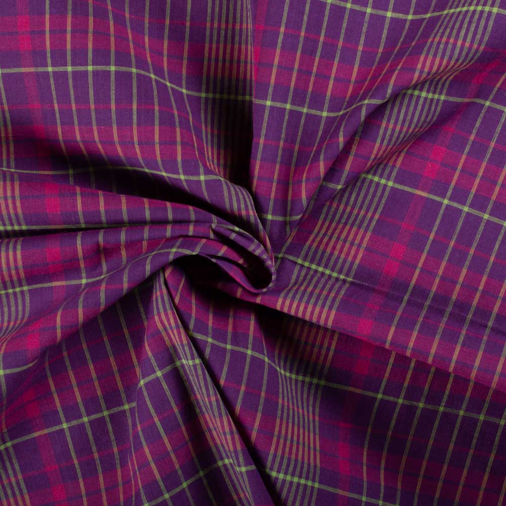 Multicolor Check Pure Cotton 70 GSM Handwoven Fabric 798