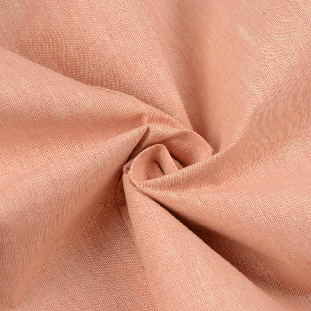 Chambray Peach Khadi Cotton 105 GSM Handwoven Fabric