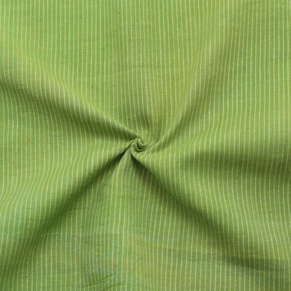 Stripe Light Green Pure Cotton 98 GSM Handwoven Fabric