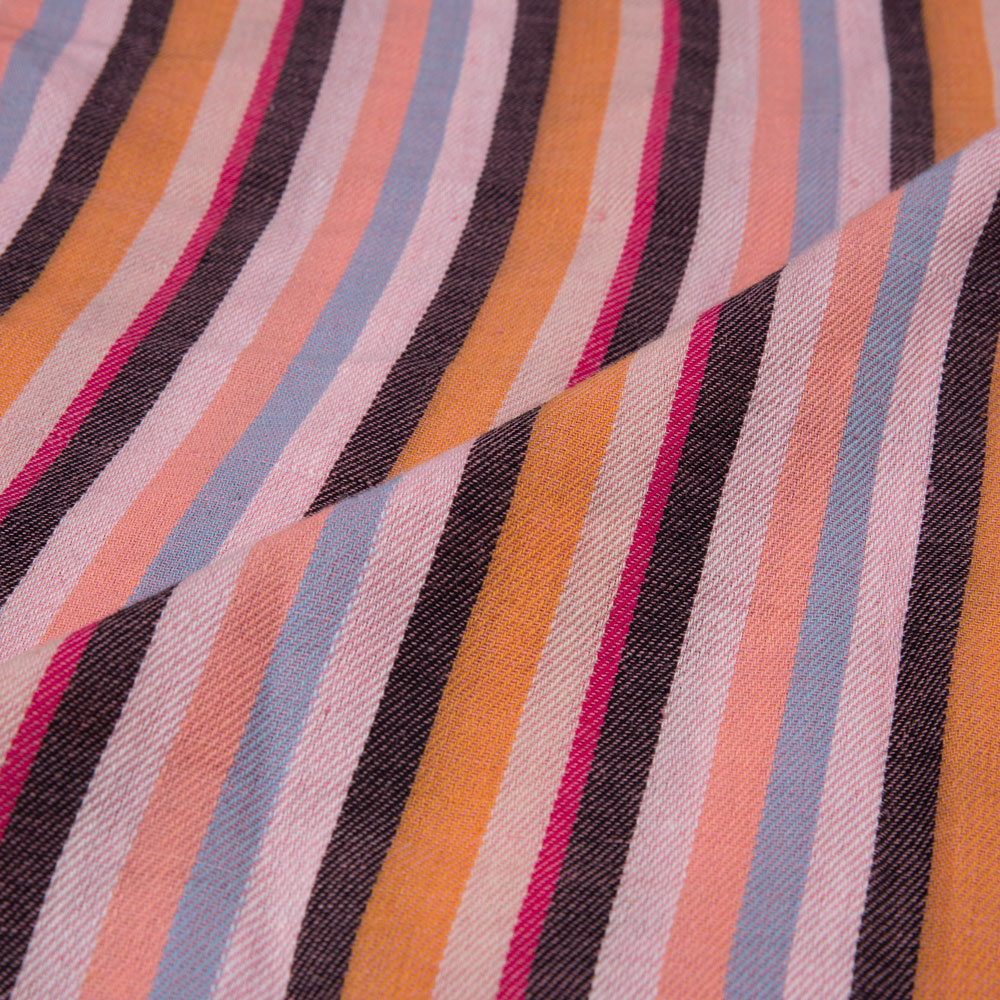 STRIPE TWILL MULTI COLOR PURE COTTON 100 GSM HANDWOVEN FABRIC