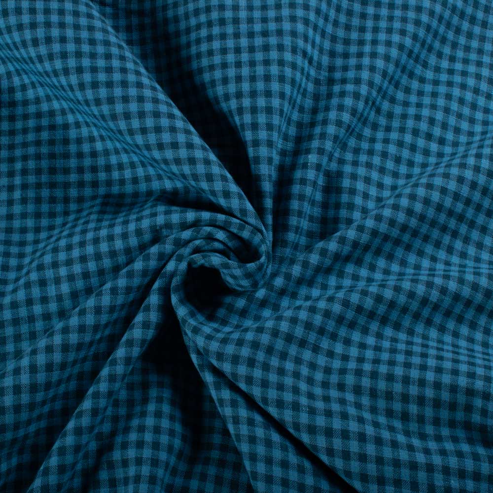 Check Blue 95 GSM Pure Cotton Handwoven Fabric 836