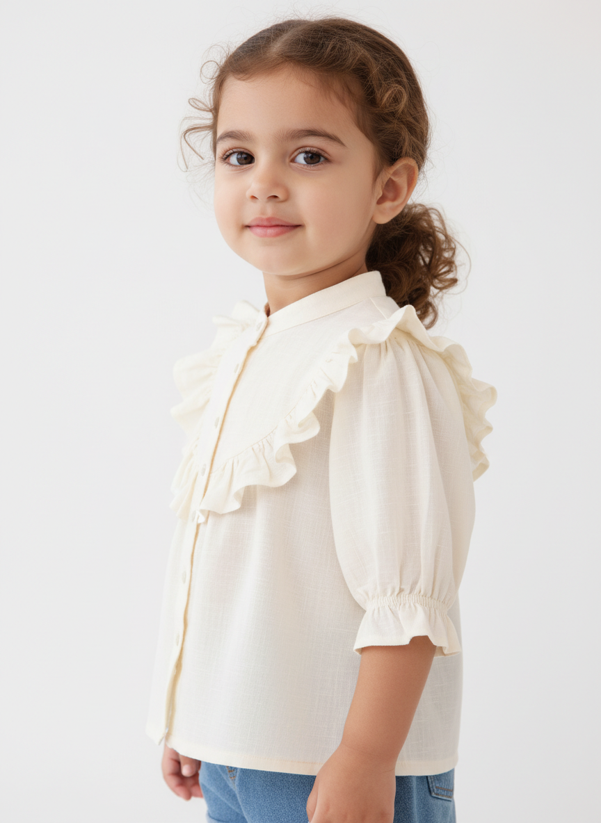 Gathered Shoulder Girl's Top