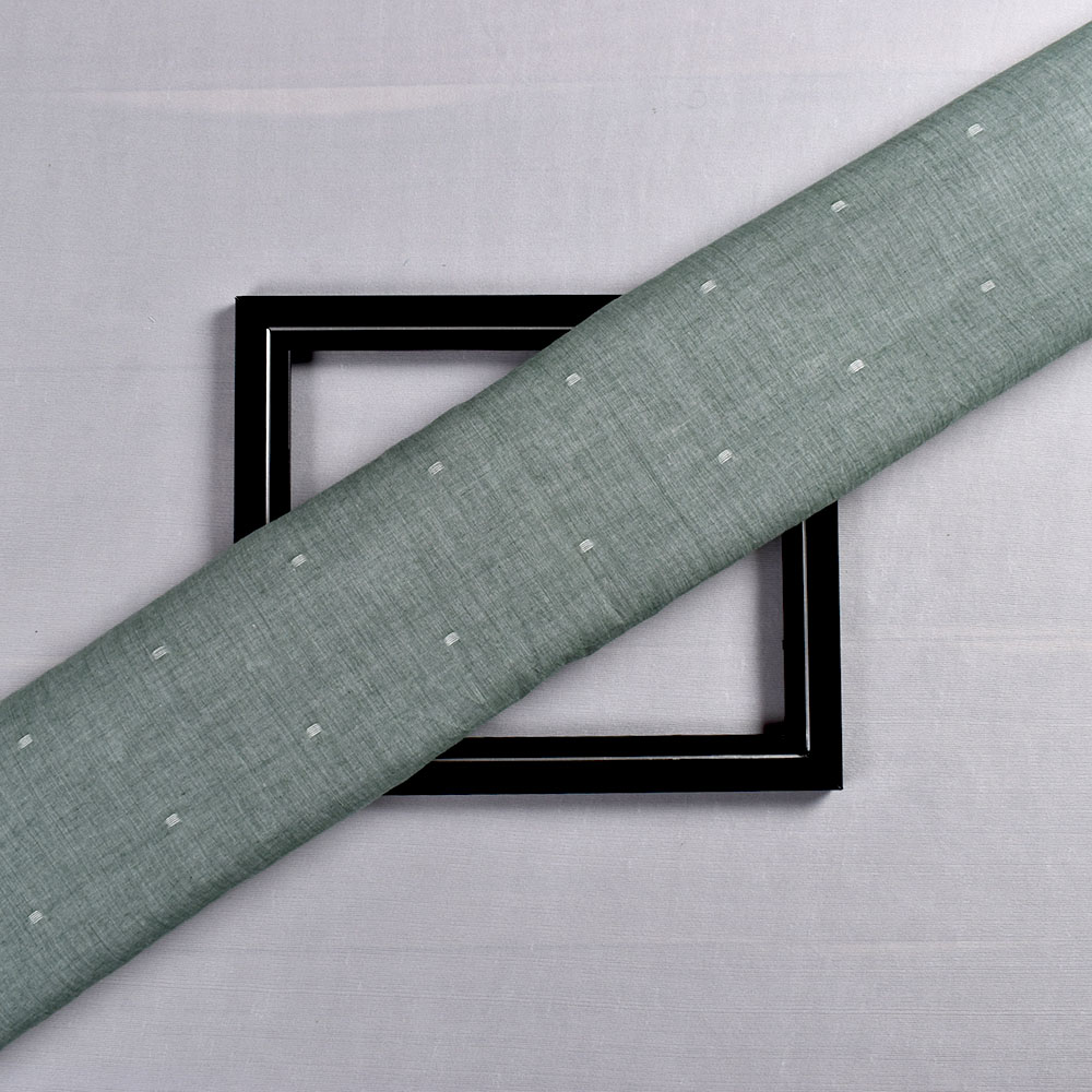 Green Geometric Jamdani Pure Cotton 55 GSM Handwoven Fabric