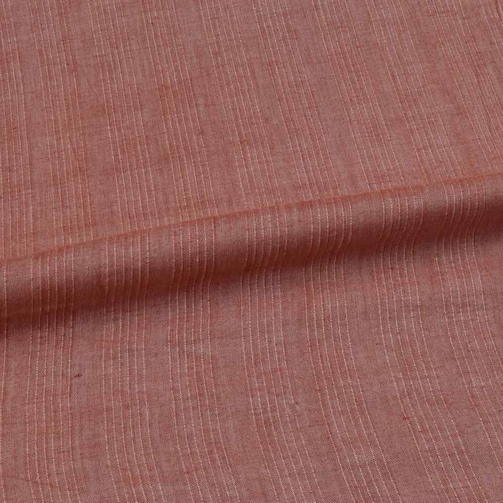 STRIPE LIGHT ORANGE PURE COTTON 80 GSM HANDWOVEN FABRIC W17