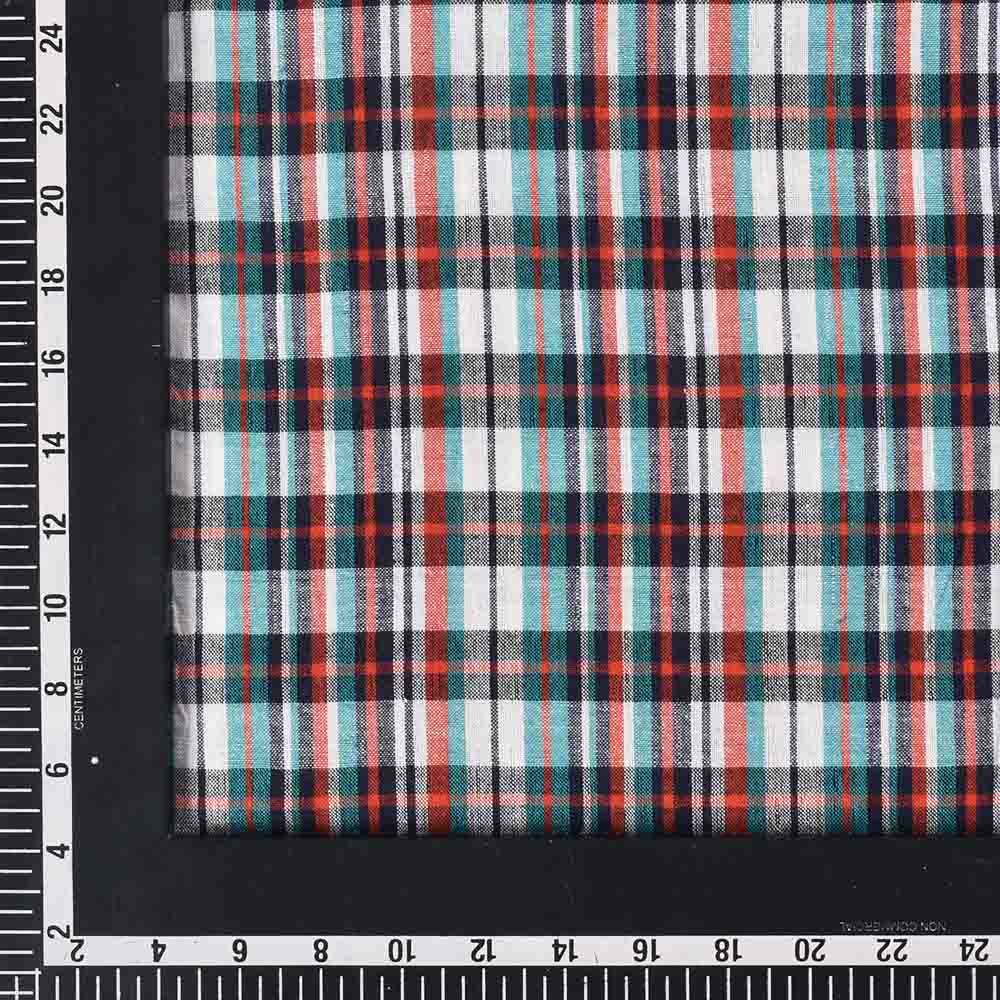 CHECK MULTICOLOUR PURE COTTON 95 GSM HANDWOVEN FABRIC 484