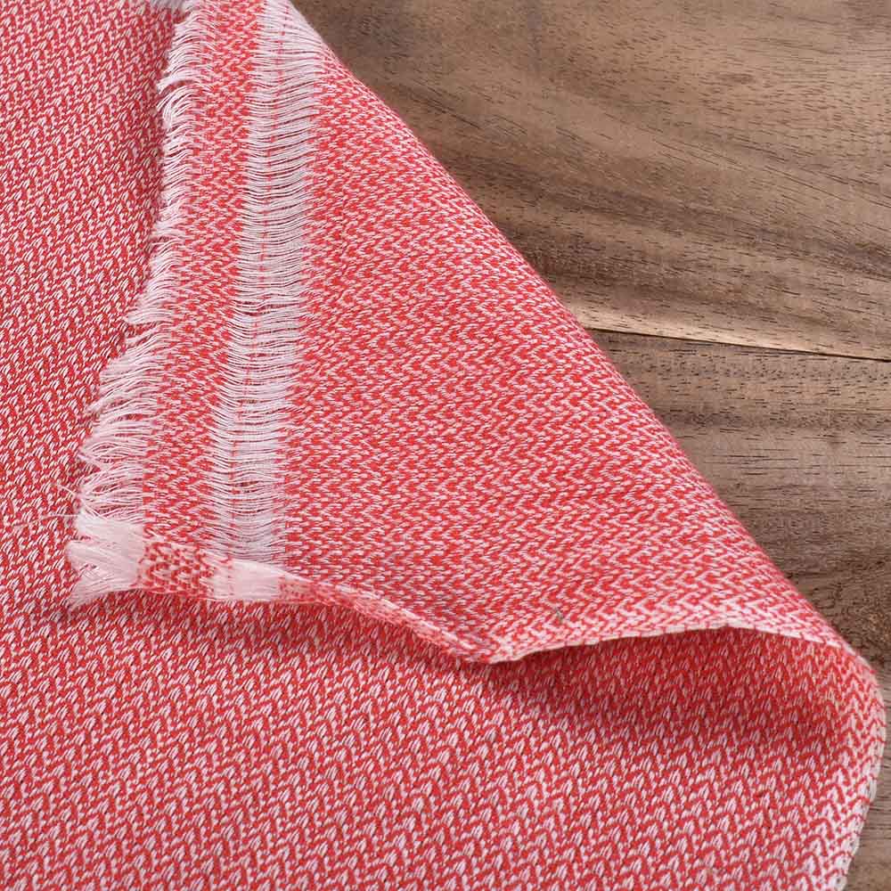 Herringbone orange Pure cotton 100 GSM handwoven fabric