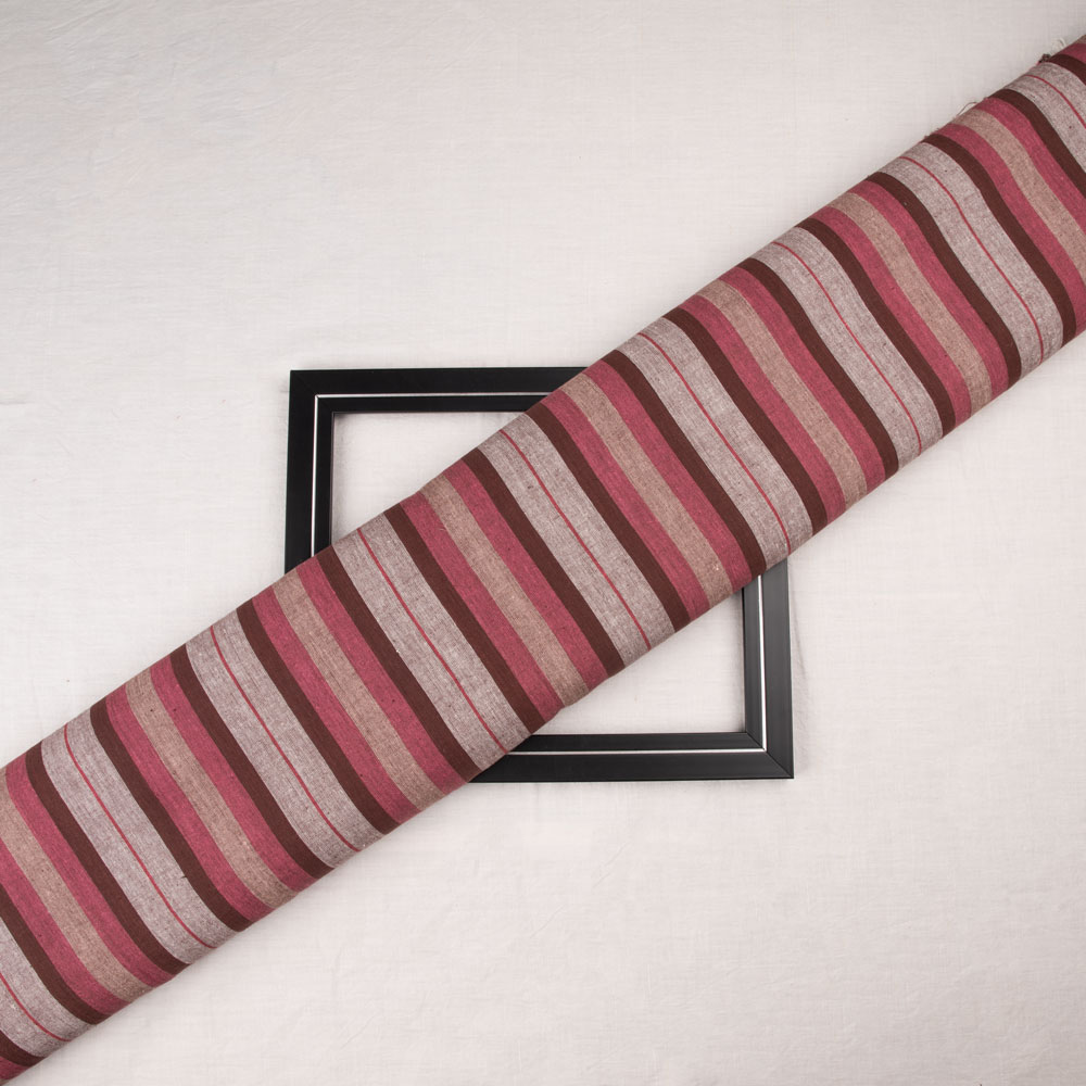 Stripe Red Pure Cotton 97 GSM Handwoven Fabric
