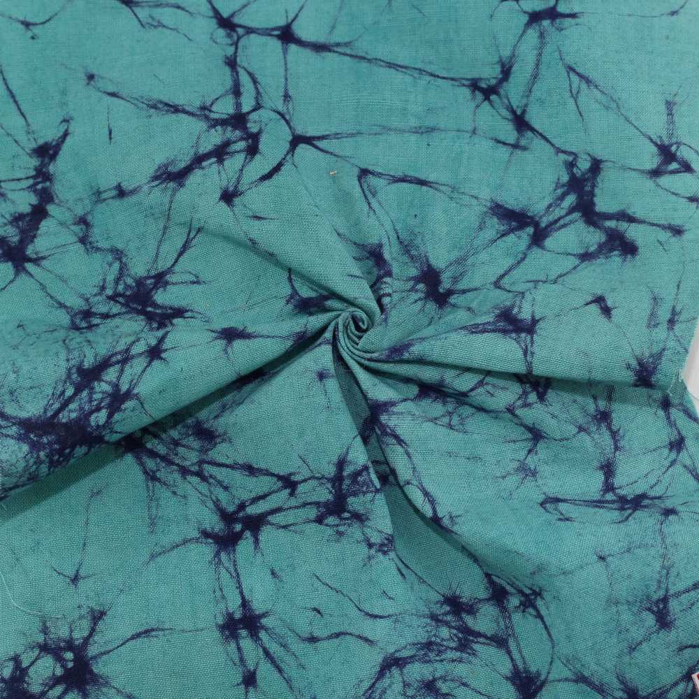 Abstract Blue Batik Printed Cotton 110 GSM Fabric - Hand Printed