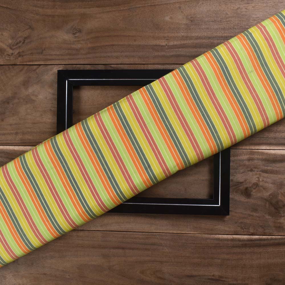 Stripe Multicolor Pure Cotton 78 GSM Handwoven Fabric