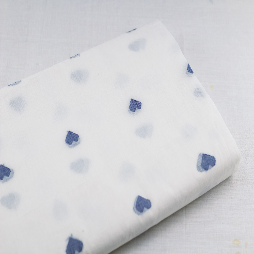 Geometric Heart Cream Jamdani Pure Cotton 55 GSM Fabric