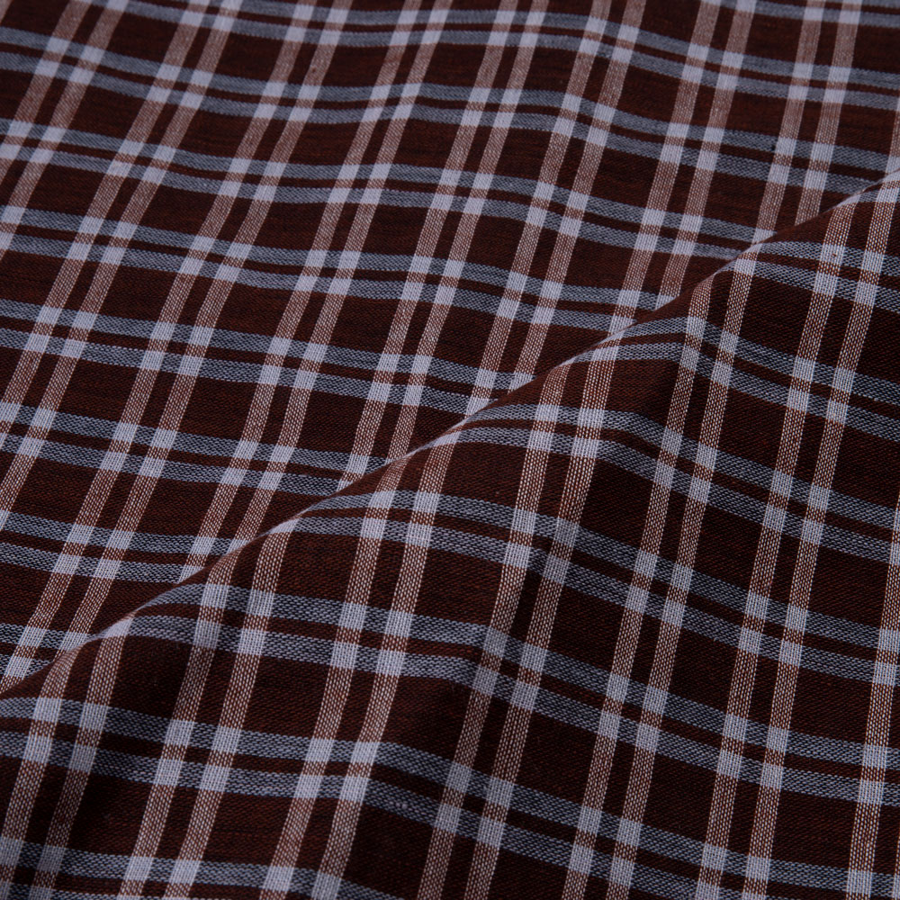 CHECK BLACK & BROWN PURE COTTON 90 GSM HANDWOVEN FABRIC