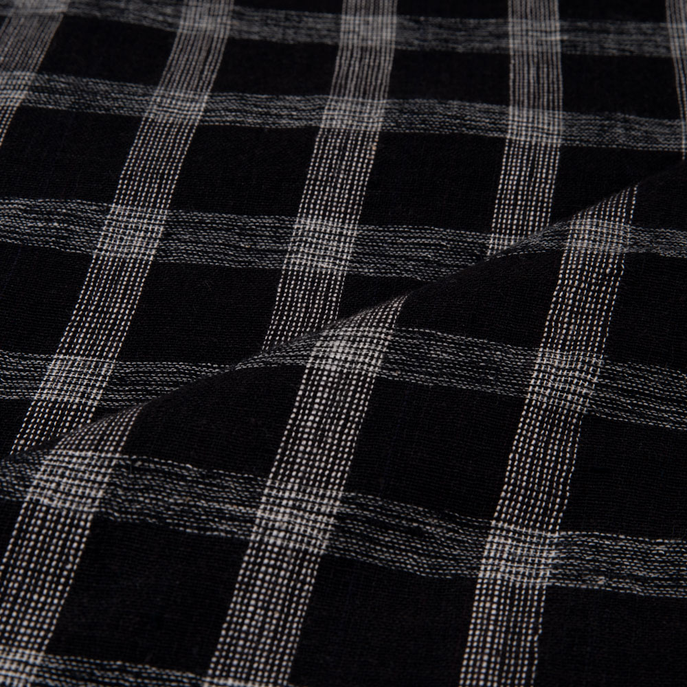 CHECK BLACK & WHITE PURE KHADI 125 GSM HANDSPUN & HANDWOVEN FABRIC