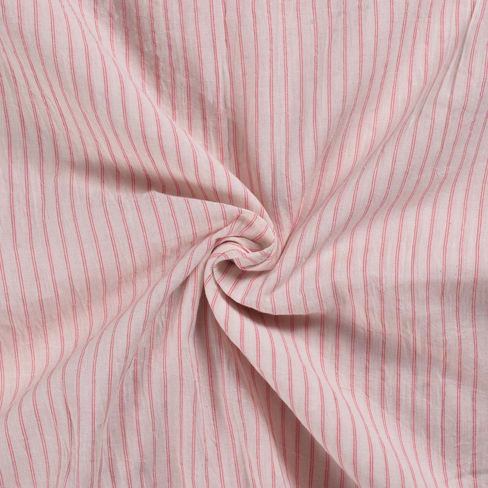 Stripe Pink Pure Cotton 60 GSM Handwoven Fabric